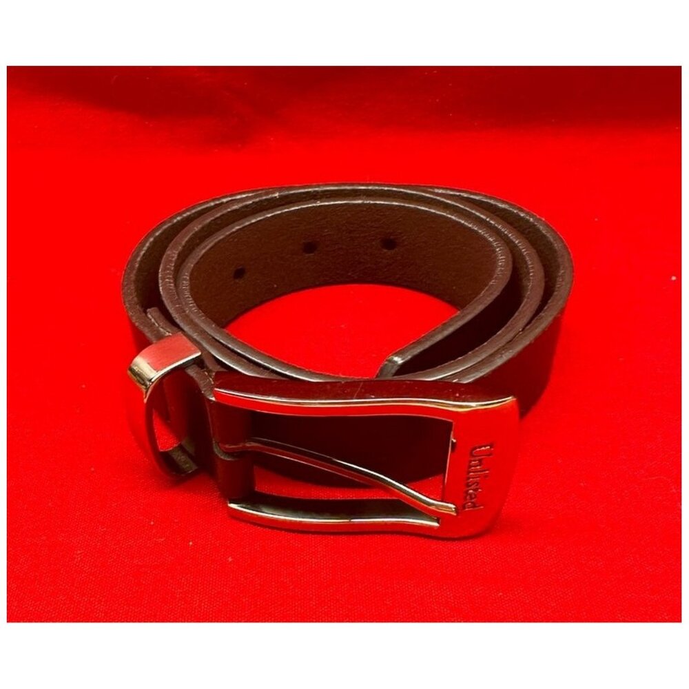 "Unlisted" Leather Belt Women's Black w/ Brass Finish Buckle ~32"lx 1-1/8"w NWOT